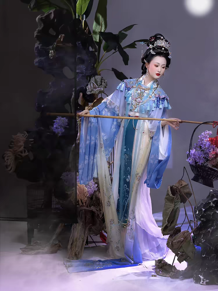 神仙服藍紫系流蘇雲肩